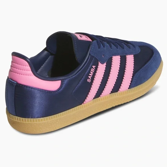 💗👖 ADIDAS SAMBA SATIN NAVY PINK 👖💗 - Picture 3 of 4